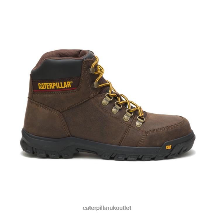 Men Seal Brown Caterpillar Outline Steel Toe Work Boot 48T863