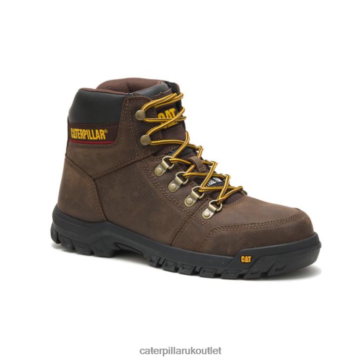 Men Seal Brown Caterpillar Outline Steel Toe Work Boot 48T863