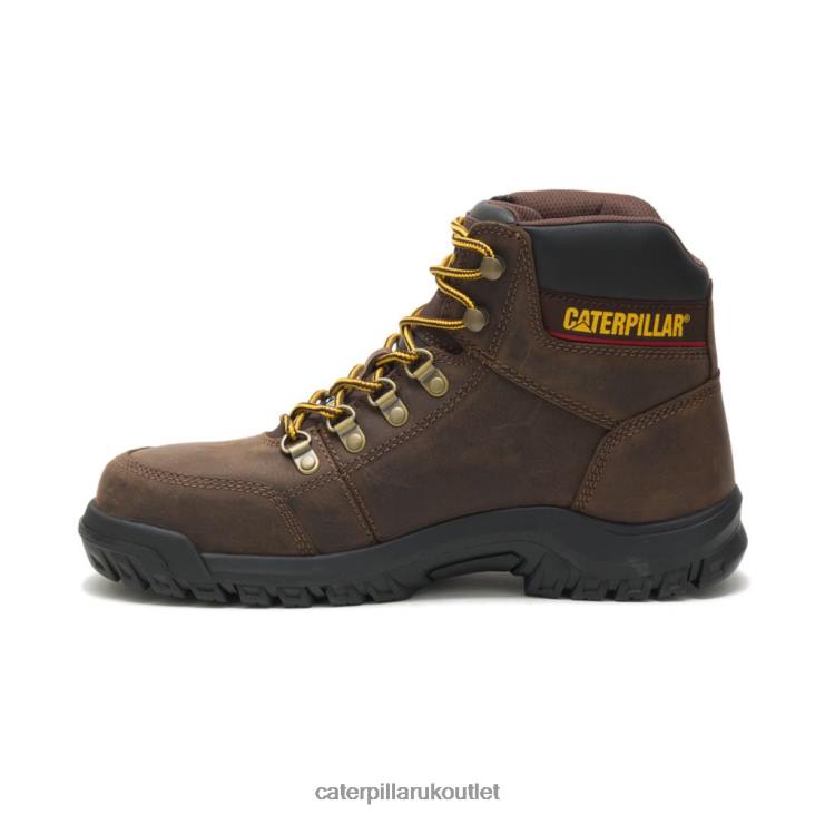 Men Seal Brown Caterpillar Outline Steel Toe Work Boot 48T863