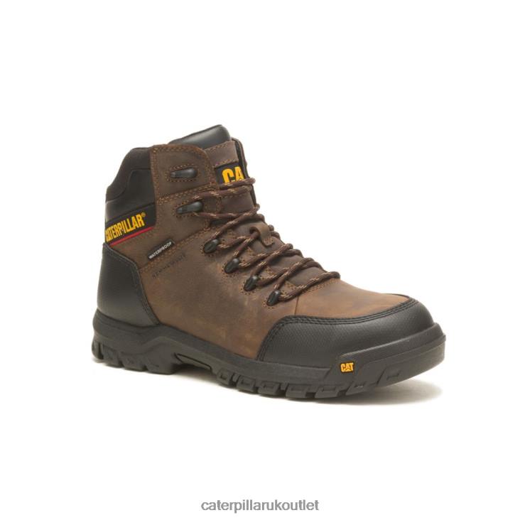 Men Seal Brown Caterpillar Resorption Waterproof Composite Toe Work Boot 48T849