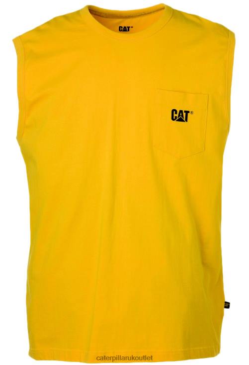 Men Yellow Caterpillar Trademark Sleeveless Pocket Tee 48T8232