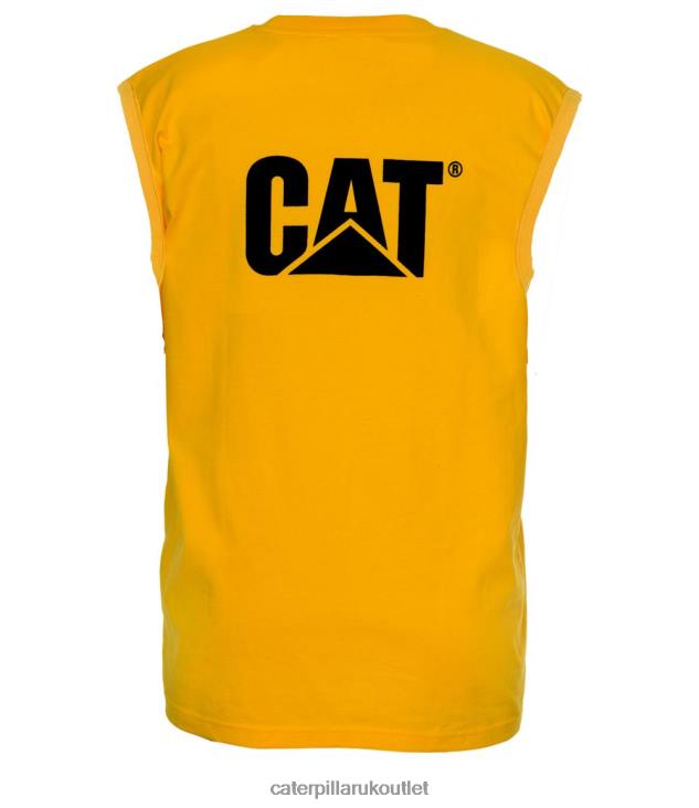Men Yellow Caterpillar Trademark Sleeveless Pocket Tee 48T8232