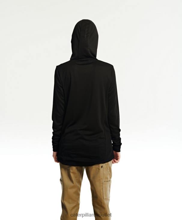 Women Black Caterpillar Coolmax Lightweight Pullover Hoodie 48T8323