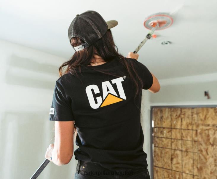 Women Black Caterpillar Trademark Tee 48T8311