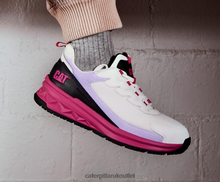 Women Bright White/Black Caterpillar Streamline Runner Carbon Composite Toe Work Shoe 48T8290