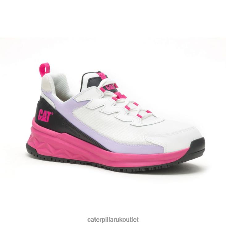 Women Bright White/Black Caterpillar Streamline Runner Carbon Composite Toe Work Shoe 48T8290
