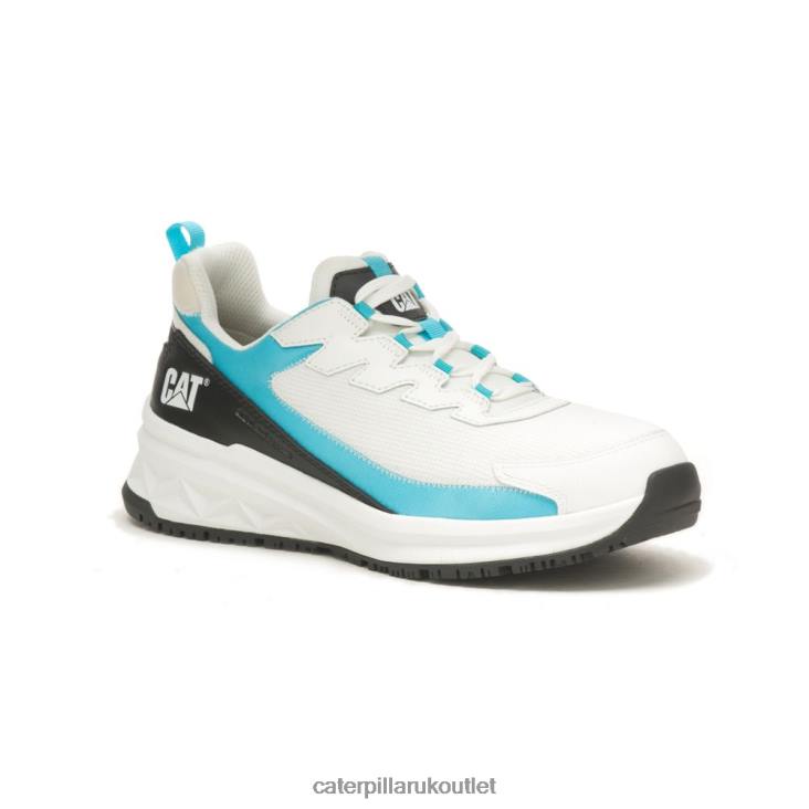 Women Bright White/Blue Caterpillar Streamline Runner Carbon Composite Toe Work Shoe 48T8291