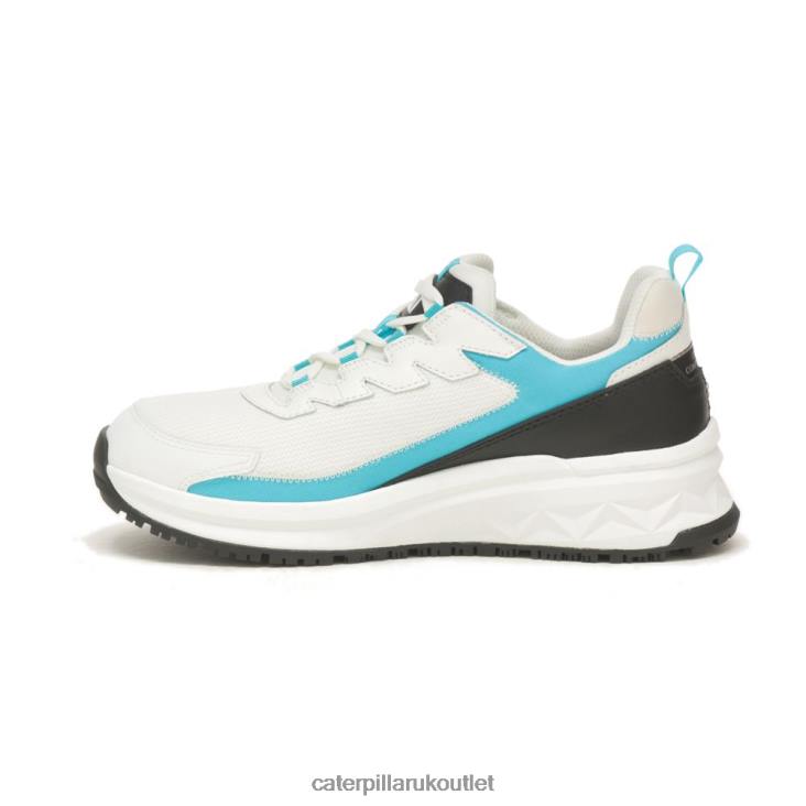 Women Bright White/Blue Caterpillar Streamline Runner Carbon Composite Toe Work Shoe 48T8291