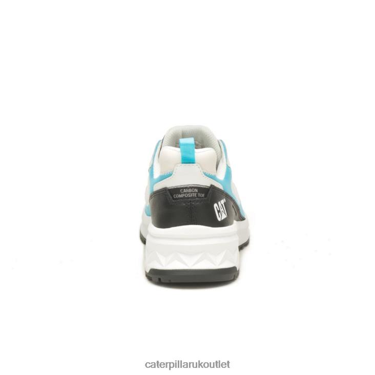 Women Bright White/Blue Caterpillar Streamline Runner Carbon Composite Toe Work Shoe 48T8291