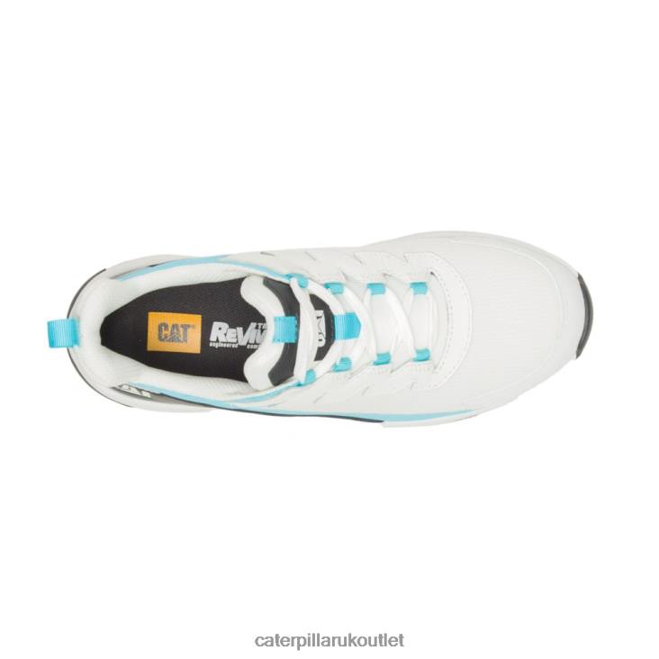 Women Bright White/Blue Caterpillar Streamline Runner Carbon Composite Toe Work Shoe 48T8291