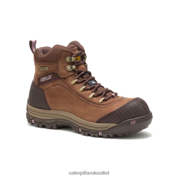 Women Brown Caterpillar Ally Waterproof Composite Toe Work Boot 48T8282