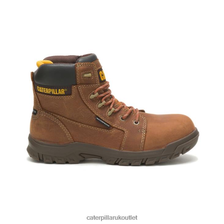 Women Brown Caterpillar Resorption Waterproof Composite Toe Work Boot 48T8266