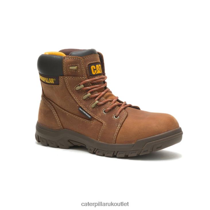 Women Brown Caterpillar Resorption Waterproof Composite Toe Work Boot 48T8266