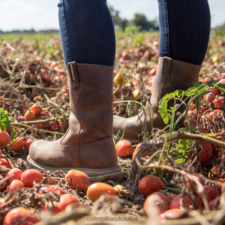 Women Dark Beige Caterpillar Revolver Steel Toe Work Boot 48T8272