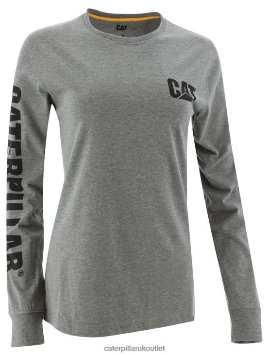 Women Dark Heather Grey Caterpillar Trademark Banner Long Sleeve Tee 48T8320