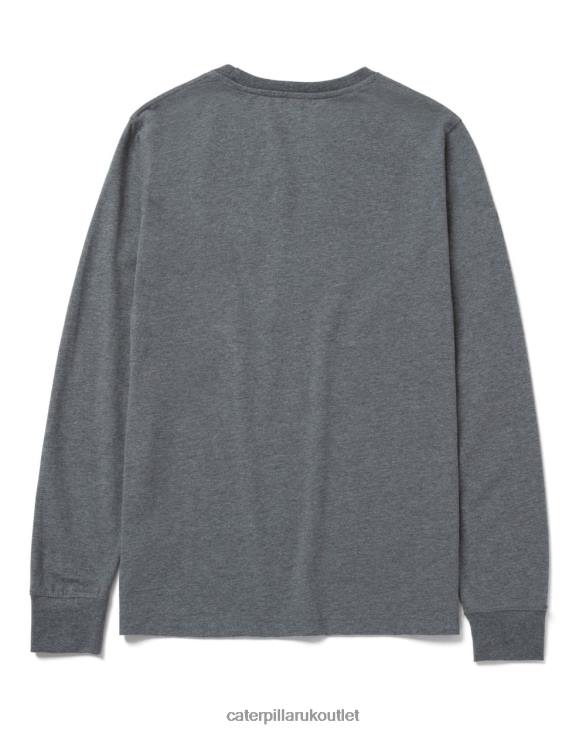 Women Dark Heather Grey Caterpillar Trademark Banner Long Sleeve Tee 48T8320