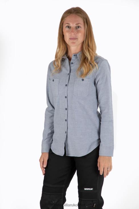 Women Denim Blue Caterpillar Oxford Long Sleeve Shirt 48T8312