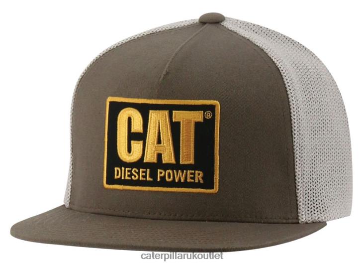 Men Dark Earth Caterpillar Diesel Power Flat Bill Cap 48T8249