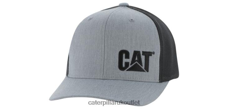 Men Heather Grey Caterpillar Cat Trademark Trucker Hat 48T8257