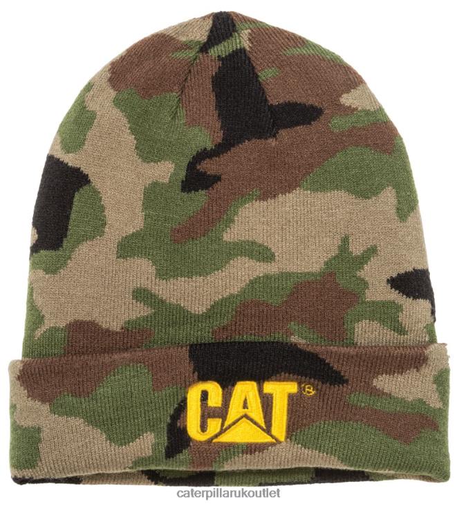 Men Woodland Camo Caterpillar Trademark Cuff Beanie 48T8251