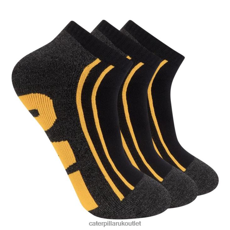 Men Black Caterpillar Half Cushion Quarter Sock 3-Pack 48T8260
