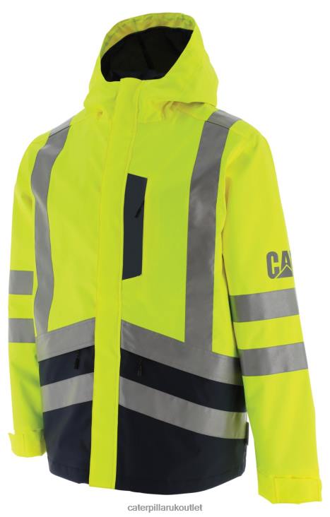 Men Hi-Vis Yellow Caterpillar Hi-Vis Rain Jacket 48T8220