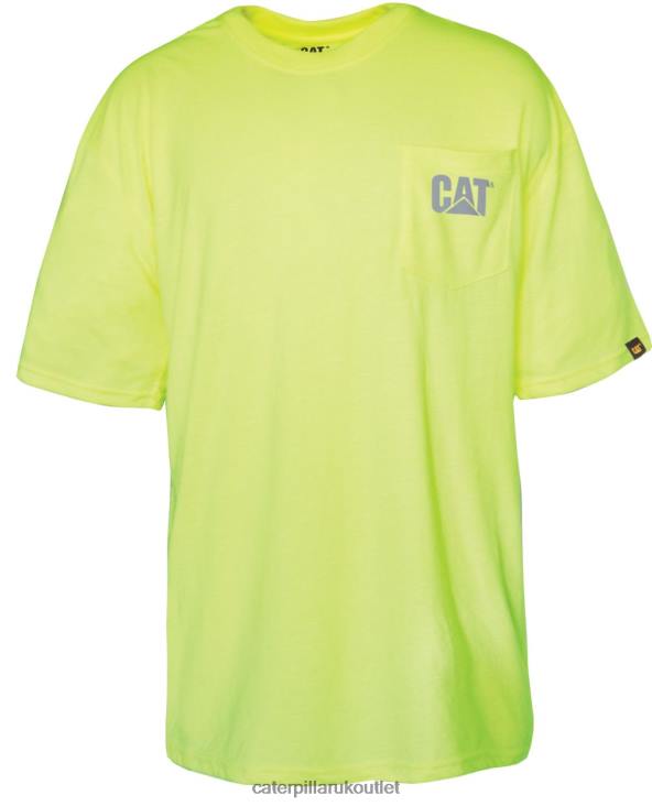 Men Mens Yellow Caterpillar Hi-Vis Trademark Pocket Tee 48T8215