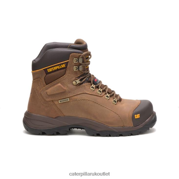 Men Dark Beige Caterpillar Diagnostic Hi Waterproof Thinsulate Steel Toe Work Boot 48T842