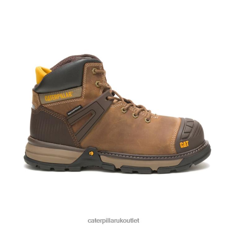 Men Dark Beige Caterpillar Excavator Superlite Waterproof Soft Toe Work Boot 48T859