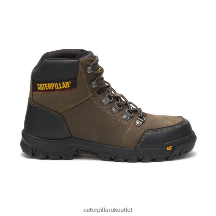 Men Dark Gull Grey Caterpillar Outline Steel Toe Work Boot 48T866