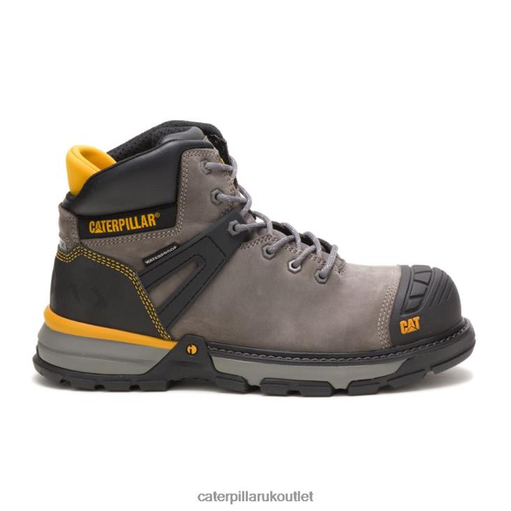 Men Pewter Caterpillar Excavator Superlite Waterproof Carbon Composite Toe Work Boot 48T838