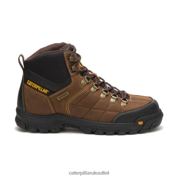 Men Real Brown Caterpillar Threshold Waterproof Steel Toe Work Boot 48T811