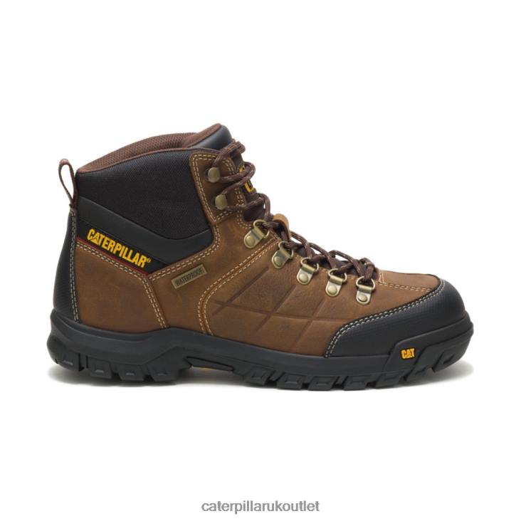 Men Real Brown Caterpillar Threshold Waterproof Work Boot 48T88