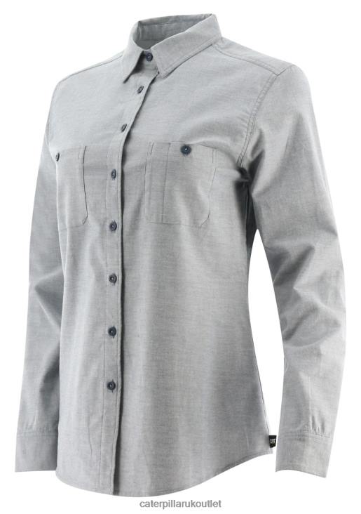 Women Denim Blue Caterpillar Oxford Long Sleeve Shirt 48T8312