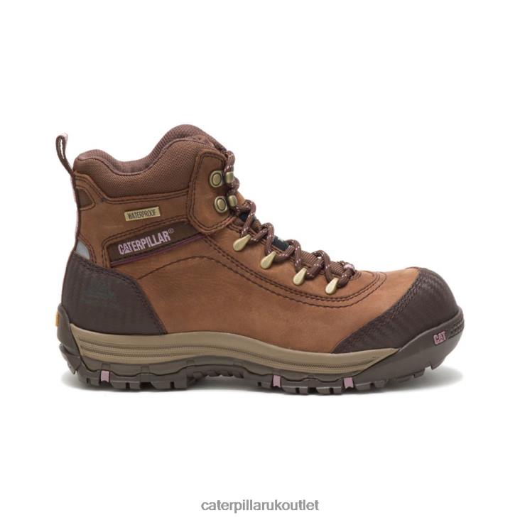 Women Brown Caterpillar Ally Waterproof Composite Toe Work Boot 48T8282